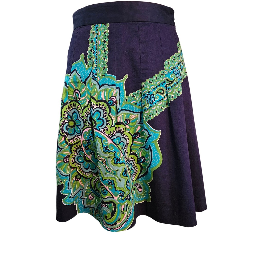 Lilly Pulitzer‎ Skirt Size 6 Blue Green Paisley Print A-Line